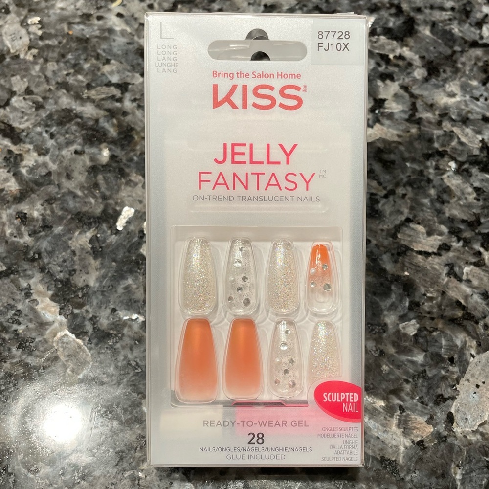 NEW KISS brand Jelly Fantasy Sculpted On-Trend Translucent Press-On Nail Kit